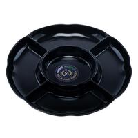 Melamine Platter Tray with 5 Section Divider Round 28cm Dia x 3cm - Black