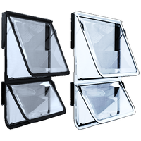 Odyssey 2 Radius Corner Double Hopper Window - Black &amp; White Frame